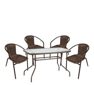 Σετ Τραπεζαρία Κήπου ArteLibre VULCAN Καφέ Rattan/Γυαλί/Μέταλλο Με 4 Πολυθρόνες 14990534 14990534 ArteLibre |  Σετ τραπεζαρία κήπου στο espiti