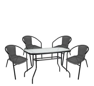 Σετ Τραπεζαρία Κήπου ArteLibre VULCAN Μαύρο/Γκρι Rattan/Γυαλί/Μέταλλο Με 4 Πολυθρόνες 14990542 14990542 ArteLibre |  Σετ τραπεζαρία κήπου στο espiti