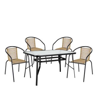 Σετ Τραπεζαρία Κήπου ArteLibre SUN Μαύρο/Φυσικό Rattan/Γυαλί/Μέταλλο Με 4 Πολυθρόνες 14990590 14990590 ArteLibre |  Σετ τραπεζαρία κήπου στο espiti