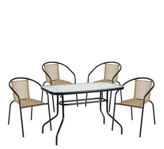 Σετ Τραπεζαρία Κήπου ArteLibre VULCAN Μαύρο/Φυσικό Rattan/Γυαλί/Μέταλλο Με 4 Πολυθρόνες 14990593 14990593 ArteLibre |  Σετ τραπεζαρία κήπου στο espiti