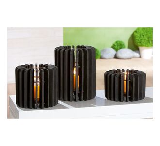 Κηροπήγιο ArteLibre Μαύρο/Διάφανο Ξύλο/Γυαλί 13cm 05160624 ArteLibre |  Διακοσμητκά στο espiti