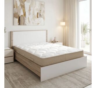 Κρεβάτι με στρώμα Athos Sleepy pakoworld sonoma λευκό 160x200εκ |  Κρεβάτια στο espiti