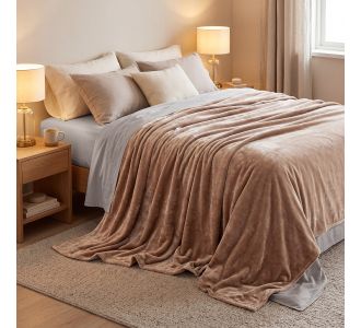 Beauty Home Κουβέρτα υπέρδιπλη Velora Art 12550 100% polyester super soft 550gsm 220x240 Άμμου       |  Κουβέρτες Βελουτέ Υπέρδιπλες στο espiti