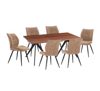 ΣΕΤ ΤΡΑΠΕΖΑΡΙΑΣ 7ΤΜΧ GAFF HM10935.03 MDF TOP ΚΑΡΥΔΙ--ΥΦΑΣΜΑ TAUPE & ΜΕΤΑΛΛΟ ΜΑΥΡΟ |  Σετ τραπεζαρίες στο espiti