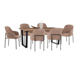 ΣΕΤ ΤΡΑΠΕΖΑΡΙΑΣ 7ΤΜΧ MANIDO HM10949.03 MDF TOP--ΥΦΑΣΜΑ TAUPE & ΜΕΤΑΛΛΟ ΜΑΥΡΟ |  Σετ τραπεζαρίες στο espiti