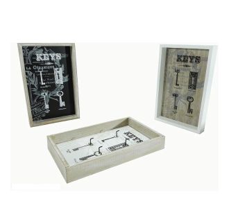 Κλειδοθήκη ξύλο/γκρι 16x25x3.5cm 4Θέσεις Σε 3 Σχέδια 06512878 ArteLibre |  Οικιακά στο espiti