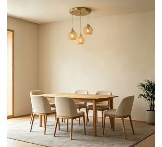 Φωτιστικό οροφής τρίφωτο Denma pakoworld E27 χρυσό μεταλλικό με PP Φ40x120εκ |  Οροφής στο espiti