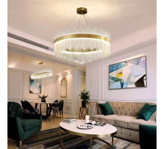 Φωτιστικό οροφής πολυέλαιος Crown pakoworld led χρυσό με κρύσταλλα Φ40x30εκ |  Οροφής στο espiti