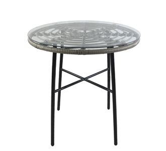 Τραπέζι Κήπου ArteLibre APPIUS Γκρι/Μαύρο Μέταλλο/Rattan/Γυαλί 70x70x74cm 14510042 ArteLibre |  Τραπέζια κήπου στο espiti