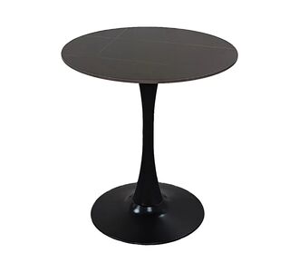 Tραπέζι Balou pakoworld sintered stone σε μαύρη απόχρωση με όψη μαρμάρου-βάση μαύρο μέταλλο Φ90x73εκ |  Τραπέζια στο espiti