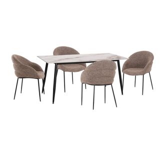 ΣΕΤ ΤΡΑΠΕΖΑΡΙΑΣ 5ΤΜΧ DRENNY HM10952.03 ΚΕΡΑΜΙΚΟ TOP--ΥΦΑΣΜΑ TAUPE & ΜΕΤΑΛ.ΠΟΔΙΑ |  Σετ τραπεζαρίες στο espiti