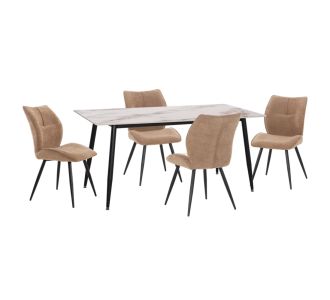 ΣΕΤ ΤΡΑΠΕΖΑΡΙΑΣ 5ΤΜΧ GAFF HM10953.03 ΚΕΡΑΜΙΚΟ TOP--ΥΦΑΣΜΑ TAUPE & ΜΕΤΑΛ.ΠΟΔΙΑ ΜΑΥΡΑ |  Σετ τραπεζαρίες στο espiti