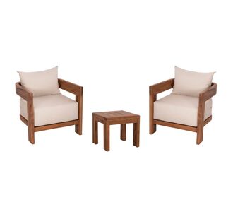 LOUNGE ΣΕΤ KIOTO HM10960 ΤΡΑΠΕΖΑΚΙ & 2 ΠΟΛΥΘΡΟΝΕΣ--ΞΥΛΟ TEAK--ΜΠΕΖ ΜΑΞΙΛΑΡΙΑ |  Σαλόνια κήπου στο espiti