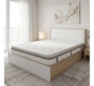 Κρεβάτι με στρώμα Athos Utopia pakoworld sonoma και λευκό 160x200εκ |  Κρεβάτια στο espiti