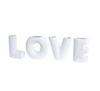 Βάζο ArteLibre 'LOVE' Λευκό Κεραμικό Υ15cm Σετ 4Τμχ 05160221 ArteLibre |  Βάζα στο espiti