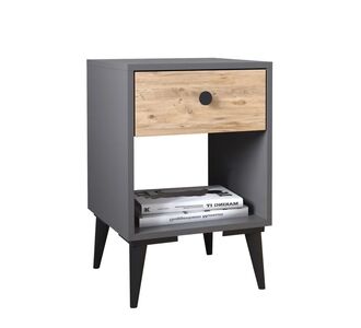 Κομοδίνο ArteLibre AMARI Ανθρακί/Δρυς Μοριοσανίδα 43x43x67.5cm 14870060 ArteLibre |  Κομοδίνα στο espiti