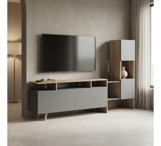 Σύνθετο σαλονιού Defry pakoworld sonoma-ανθρακί 177.5x31.5x110εκ |  Συνθέσεις σαλονιού στο espiti