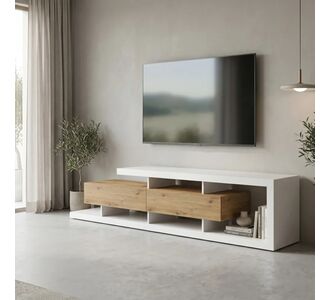 Έπιπλο τηλεόρασης Arbero pakoworld λευκό-oak 198x40x45εκ |  Έπιπλα τηλεόρασης στο espiti