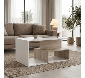 Τραπέζι σαλονιού Kelena pakoworld sonoma-λευκό 90x51x43εκ |  Τραπεζάκια σαλονιού στο espiti