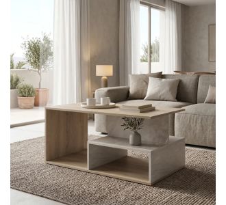 Τραπέζι σαλονιού Kelena pakoworld sonoma-μπεζ όψη μαρμάρου 90x51x43εκ |  Τραπεζάκια σαλονιού στο espiti