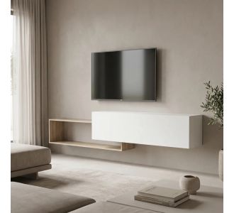 Έπιπλο τηλεόρασης επιτοίχιο Olande pakoworld sonoma-λευκό 210x35x48εκ |  Έπιπλα τηλεόρασης στο espiti