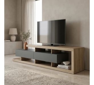Έπιπλο τηλεόρασης Arbero pakoworld ανθρακί-sonoma 198x40x45εκ |  Έπιπλα τηλεόρασης στο espiti