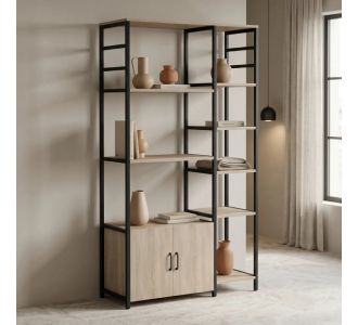 Επιδαπέδια ραφιέρα Ranea pakoworld sonoma-μαύρο 85x32x150εκ |  Πάγκοι και Βοηθητικά στο espiti