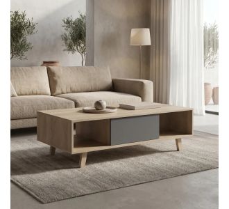 Τραπέζι σαλονιού Elonza pakoworld sonoma-ανθρακί 120x60x36εκ |  Τραπεζάκια σαλονιού στο espiti