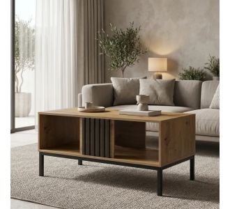 Τραπέζι σαλονιού Delanka pakoworld oak-μαύρο 92x50x46εκ |  Τραπεζάκια σαλονιού στο espiti