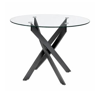 Τραπέζι Aldo Megapap γυαλί - μεταλλικά μαύρα πόδια Ø100x75,5εκ. |  Τραπέζια στο espiti