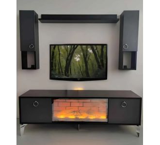Stewehome Σετ TV Ανθρακί με Κρεμαστά Ντουλάπια και Διακοσμητικό Φως (200 cm) 836602 |  Έπιπλα τηλεόρασης στο espiti