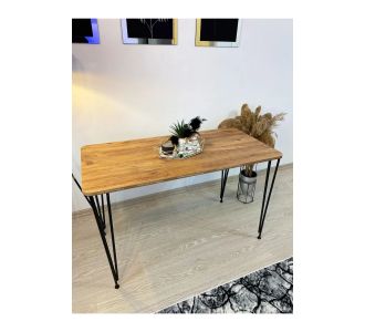 Stewehome Τραπέζι κουζίνας με μεταλλικά πόδια και επιφάνεια από σανίδα 120x60x60 cm 104412 |  Γραφεία στο espiti