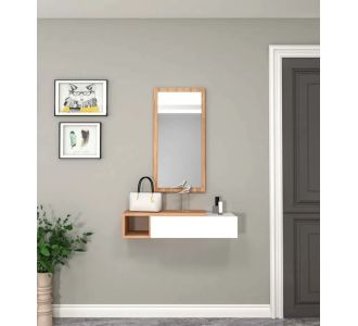 Stewehome λΜοντέρνα Δίχρωμη MDF Κονσόλα Εισόδου με Καθρέπτη λευκό 82x29.6x15.8 cm 401283 |  Βιτρίνες - Έπιπλα εισόδου στο espiti