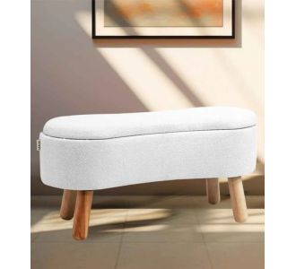 Stewehome Πουφ &amp; Παγκάκι με Ξύλινα Πόδια Κομψό Design μπεζ χρώμα 85x15x41 cm 418475 |  Πουφ στο espiti