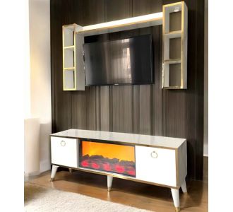 Stewehome Μονάδα Τηλεόρασης Χρυσή Φλόγα (200 cm) 638219 |  Έπιπλα τηλεόρασης στο espiti