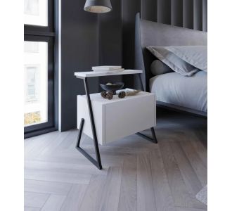 Stewehome Μοντέρνο Κομοδίνο με Συρτάρι &amp; Μεταλλικό Σκελετό Ανθρακί -44. (Μοντέρνο Κομοδίνο με Συρτάρι &amp; Μεταλλικό Σκελετό) 44.4x42x56 cm 386178 |  Κομοδίνα στο espiti