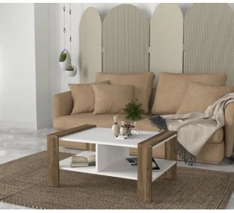 Stewehome Ορθογώνιο Τραπεζάκι Σαλονιού Erica Λευκό / Καρυδί 90x60x42 cm 811403 |  Τραπεζάκια σαλονιού στο espiti