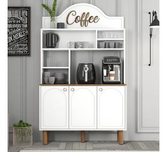 Stewehome Μποέμ Γωνιά με Ράφια και Ντουλάπια Κρέμ 120x35x203 cm 858880 |  Σετ Κουζίνες στο espiti