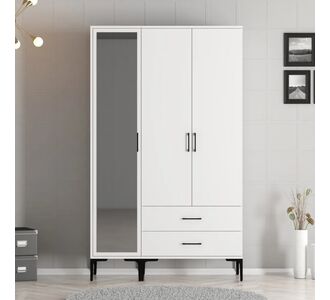 Stewehome Ντουλάπα Υπνοδωματίου με Καθρέπτη 3 Πόρτες και 2 Συρτάρια Καρυδί 120x47.5x201.4 cm 665827 |  Ντουλάπες ρούχων στο espiti