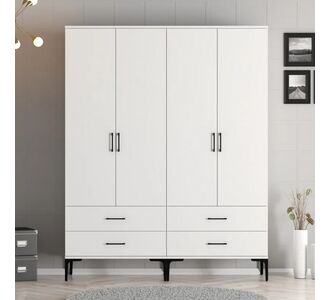 Stewehome Ντουλάπα με τέσσερις πόρτες (TT) Καρύδι 160x47x201 cm 281828 |  Ντουλάπες ρούχων στο espiti