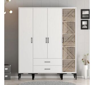 Stewehome Ντουλάπα με τέσσερις πόρτες (STP) Καρύδι 160x47x201 cm 387859 |  Ντουλάπες ρούχων στο espiti