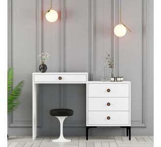 Stewehome Τραπέζι μακιγιάζ Καρυδιά / Μαύρο μάρμαρο 124x40x84 cm 938586 |  Συρταριέρες -Κονσόλες στο espiti