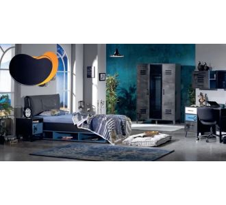 Stewehome Νεανικό δωμάτιο με κρεβάτι γραφείο και ντουλάπα 3 πόρτες κίτρινο 100x200 cm 400943 |  Παιδικά έπιπλα στο espiti