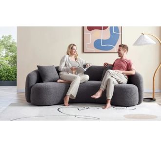 Stewehome Τριθέσιος Καναπές Καμπυλωτός Bouclé Κρέμ 235x90x80 cm 264030 |  Καναπέδες στο espiti
