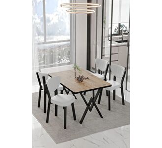 Stewehome Σετ Φαγητού Τραπέζι &amp; 4 Καρέκλες Κουζίνας Μαύρο Μάρμαρο 80x120x75 cm 707239 |  Σετ τραπεζαρίες στο espiti