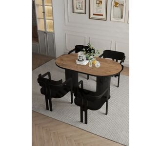 Stewehome Σετ Τραπεζαρίας Boho με 4 Μεταλλικές Καρέκλες Tokyo –λευκό &amp; Μαύρα Πόδια 80x140 cm 434155 |  Σετ τραπεζαρίες στο espiti