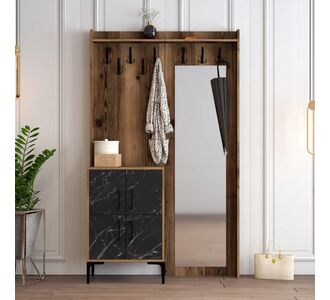 Stewehome Πορτμαντώ Εισόδου Κάθετης Διάταξης με Κρεμάστρες Ολόσωμο Καθρέπτη και Κάτω Ντουλάπια Καρυδί 120.3x35x200 cm 545115 |  Καλόγεροι -Κρεμάστρες στο espiti