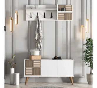 Stewehome Έπιπλο Εισόδου Ανθρακί με Κρεμάστρες &amp; Ντουλάπι 120x35x60 cm 565541 |  Καλόγεροι -Κρεμάστρες στο espiti