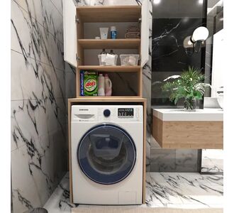 Stewehome Ντουλάπι Πλυντηρίου Λευκό MDF με Αποθηκευτικό Χώρο 65x170x170 cm 311058 |  Στήλες Μπάνιου στο espiti