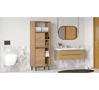 Stewehome Ντουλάπι Μπάνιου MDF με Μεταλλικά Πόδια λευκό 161.6x60x35.5 cm 408922 |  Στήλες Μπάνιου στο espiti